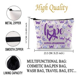 JXGZSO Lupus Awareness Gift Purple Butterfly Lupus Warrior Cosmetic Bag Lupus Warrior Survivor Gift (Lupus Awareness Bag)