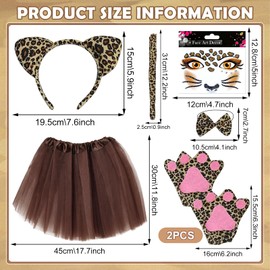 LETTERASHQP Pack of 6 Leopard Costume Children's Carnival Costume Women's Cheetah Costume Children's Leopard Costume Children Girls Leopard Ears Headband Fancy Dress Costume Women