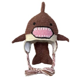 THE COLLECTION ROYAL Woolen Aand Fleece Lined Knitted Winter Animal Ear Flap Beanie Hat for Women and Men (Shark)