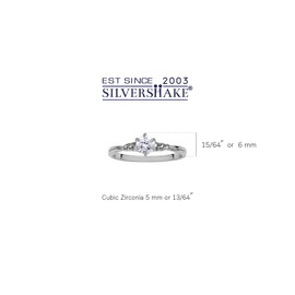 Silvershake 5MM Petite Round Shape Cubic Zirconia White Gold Plated 925 Sterling Silver Minimalist Stackable Promise Ring April Gemstone Birthstone Jewelry for Women or Teens Size 7, 7, Sterling