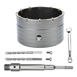 3.5 inch / 90mm Concrete Hole Saw with SDS Plus Shank Connecting Rod,Concrete Drill Bit,6.3mm Tungsten Carbide Tip Cement Hole Saw for Concrete Cement Brick Wall (90mm (3.5 inch))