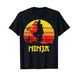 Ninja Vintage Shadow Warrior With Ninja Sword Sunset Ninjas T-Shirt