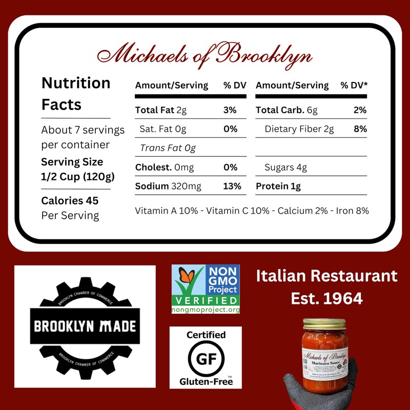 Michaels of Brooklyn Pasta Sauce, Fresh Tomato & Basil, 32