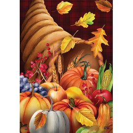 Fall Bounty Cornucopia Holiday Thanksgiving House Flag 40" x 28" Briarwood Lane