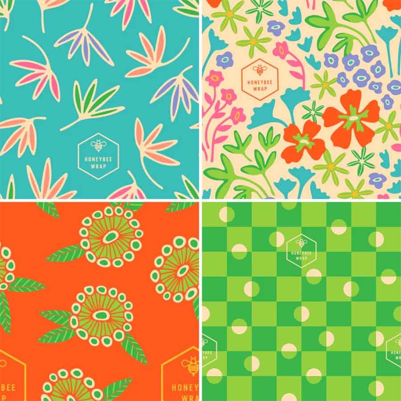 Honeybee Beeswax Food Wraps - Set Of 3 (S, M,