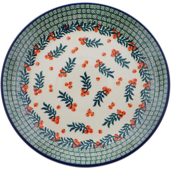 Authentic Polish Pottery Dinner Plate in Amber Radiance Design Handmade