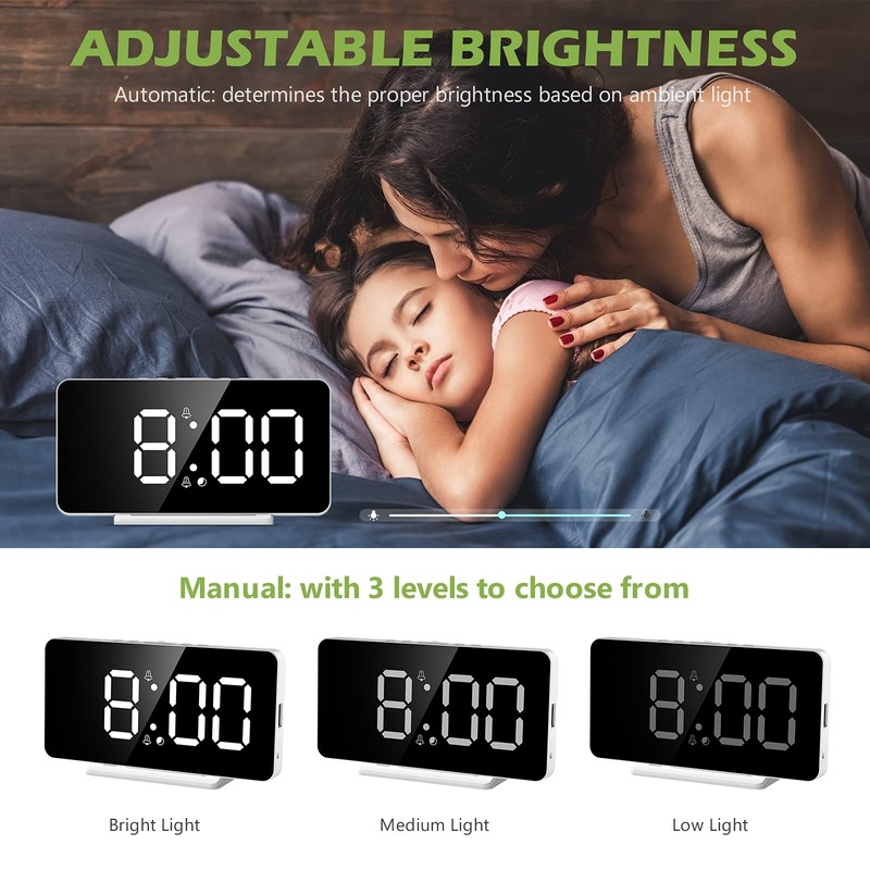 KeeKit Digital Alarm Clock, LED Alarm Clock with 6.5’’ Large