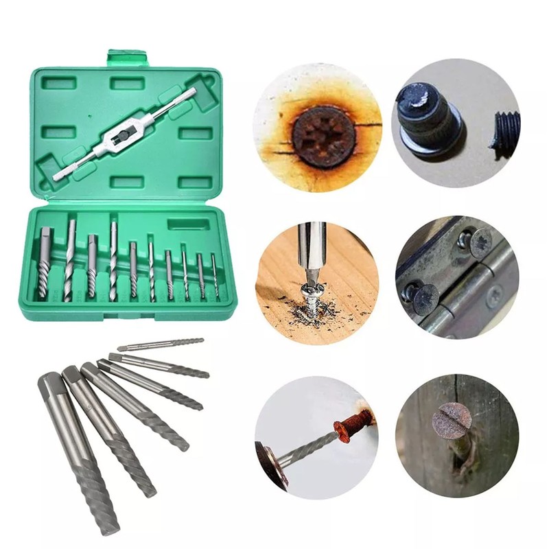 11Pcs Damaged Screw Extractor Set Broken Remover Kit Removal Tool