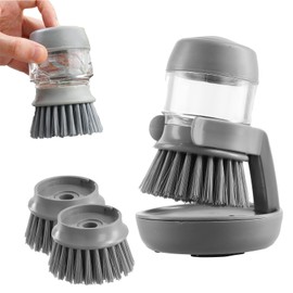 Multifunctional Pressing Cleaning Brush 2 in 1 Pressing Washing Up Brush with 2 Refills Brush, Dish Brushes for Kitchen, Bathroom, and Commercial Use