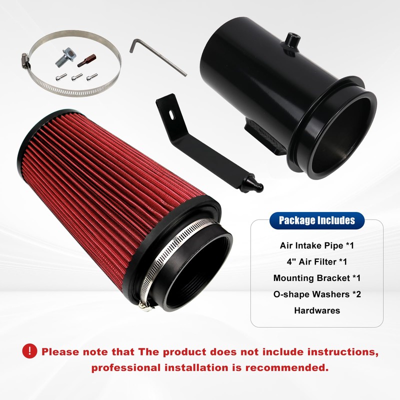 RULLINE 4" Air Intake System Air Intake Pipe with Oiled