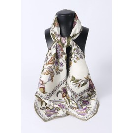 Jeelow Large Silk Scarf Square, 100% Mulberry Silk Shawls And Wraps For Evening Dresses (Beige 1)