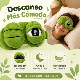3D Frog Sleep Mask, Antifaz para Dormir Gracioso con Ojos de Rana 3D, Antifaz Opaco Suave con Correa Ajustable para Viajes, Siestas, Casa, Niños y Adultos (1PCS)