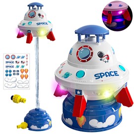 Skirfy Water Sprinkler for Kids Toys,Outdoor Summer UFO Water Rocket with Light Up Liftoff 9-16ft & Spin,Water Toy Backyard Lawn Birthday Gift for Gilrs Boys Age 3 4 5 6 7 8 Year Old