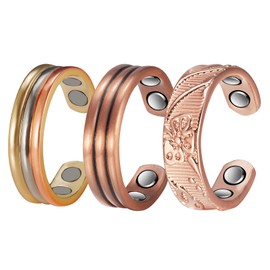 3X-4 Strong Magnetic Arthritis Copper Rings for Female Magnetic Field Therapy, Effectively Relieve Arthritis and Finger Pain, Have a Light Effect on Rheumatism and Lymphatic Drainage (3500 Gauss),