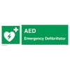 AED Emergency Defibrillator with heart defibrillator symbol Sign - 300x100mm