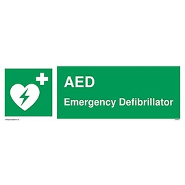 AED Emergency Defibrillator with heart defibrillator symbol Sign - 300x100mm - L31