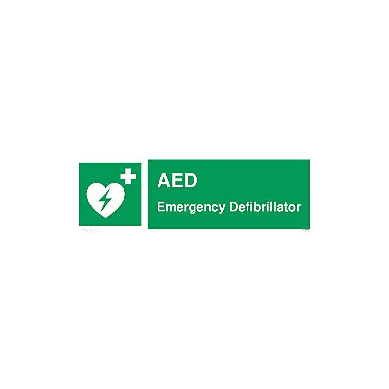 AED Emergency Defibrillator with heart defibrillator symbol Sign - 300x100mm