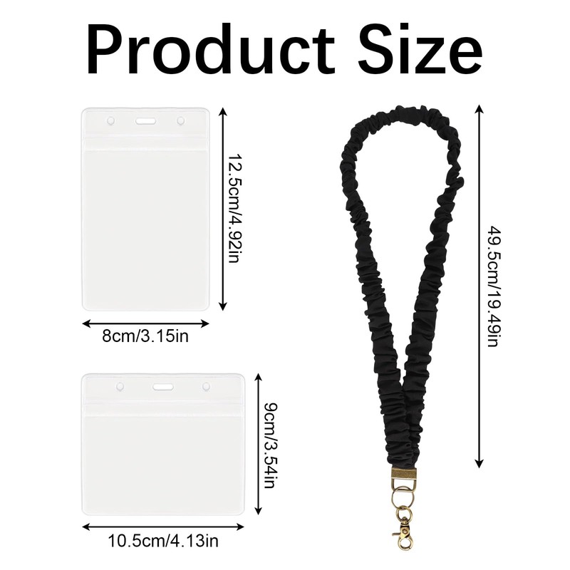 Stretchy Scrunchie Lanyard, Black Scrunchie Lanyard for Id Badges Elastic