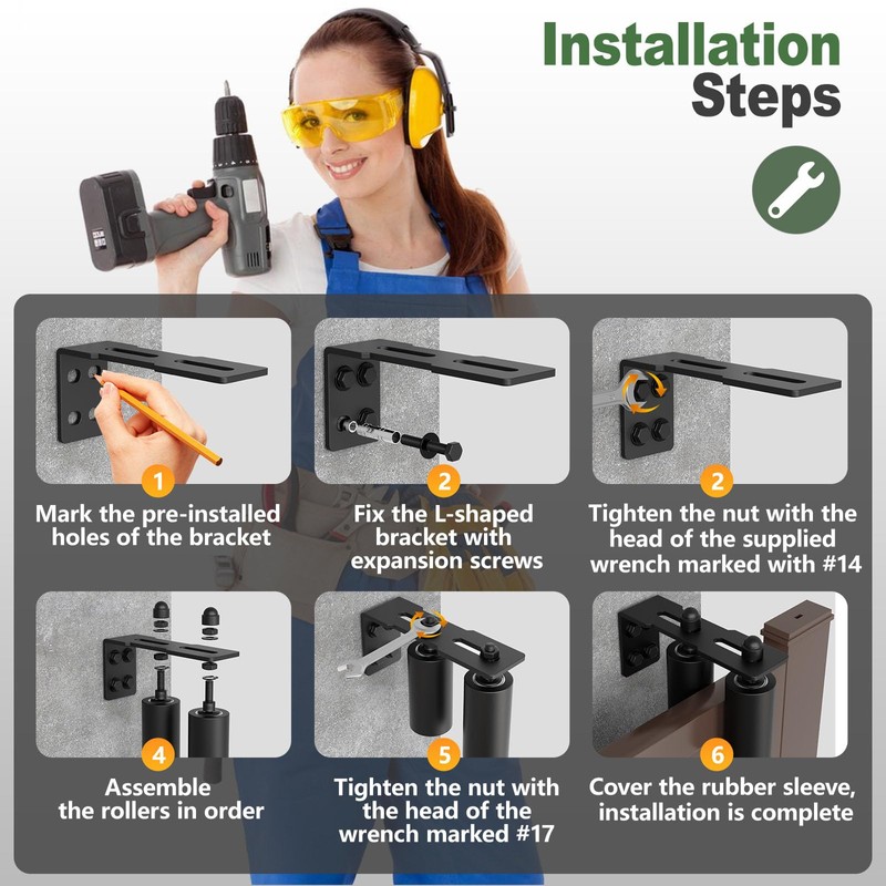 Anobeyi Adjustable Sliding Gate Roller Hardware Kit - Heavy Duty