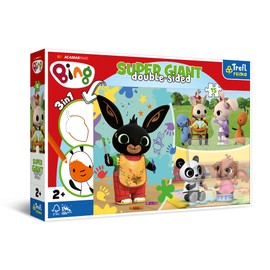 Trefl 42005 Bings Happy Day 3 in 1: A Puzzle with 15 Very Large Pieces Colouring Book Colouring Game Colouring Puzzle with Fairy Tale Figures Fun for Children from 2 Years