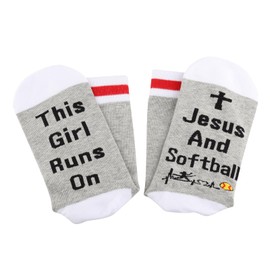 PXTIDY Jesus and Softball Socks Christian Verse Softball Player Training Socks Gift for Softball Lovers, gray