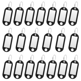 winova Plastic Key Tags with Split Ring 60x21 mm - Black Flexible Mark Luggage Tags 20 Pack (Black)