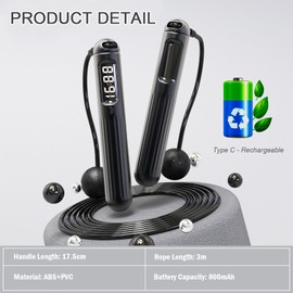 Moorstdel Skipping Ropes for Adults, Smart Digital Skipping Rope with Counter, Ropeless Jump Rope, Weighted Skipping Rope without Rope, Cordless Skipping Ropes for Adults Kids Women Men Fitness