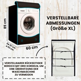 ELECTROHOGAR Washing Machine Cover Waterproof | Washing Machine Cover for Indoor and Outdoor Use | Washing Machine Cover with Double Zip, Rain and Sun Resistant, Full Protection