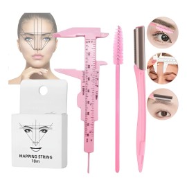 Kit Hilo Entintado Vernier Perfilador Cepillo Diseño Cejas B
