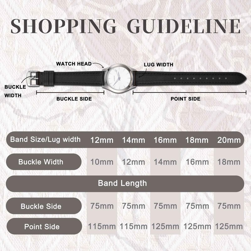 Anbeer 18mm Flat Thin Elegant Genuine Leather Watch Strap,Quick Release