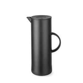 HENDI 449615 Thermoskanne, Isolierkanne, Doppelwandig mit Innenbehälter aus Glas, für Kaffee oder tee, 1L, 110x(H) 289mm, Polypropylen, Schwarz