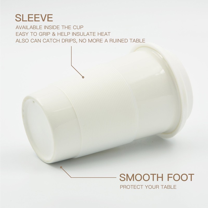 UDMG Reusable Double Wall Insulated White Ceramic Travel Coffee Cup