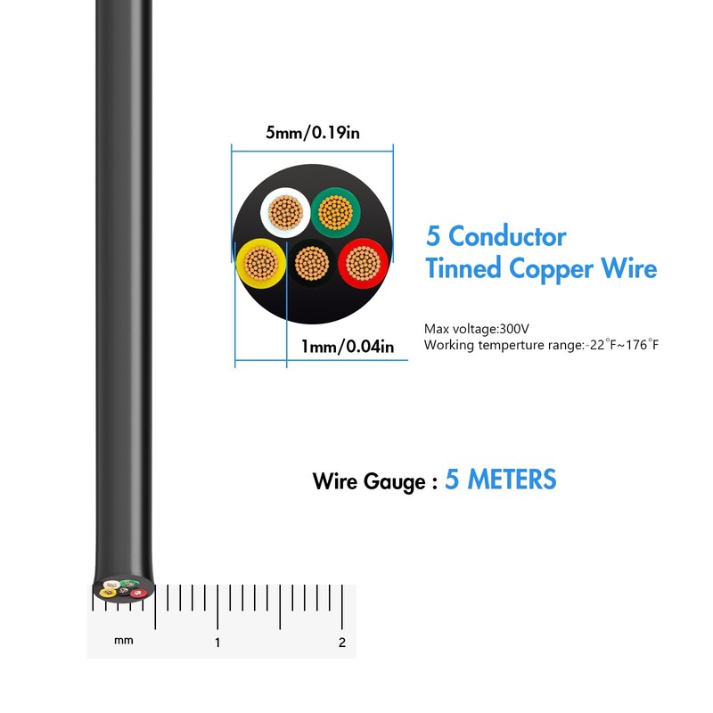Aelmiyw Car Cable 5 x 0.5 mm², 1 m 5
