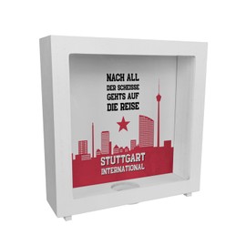 Stuttgart European Cup Frame Wooden Money Box with Saying Stuttgart International Fans Inspire for Cannstatter Curve Fan Singing Stuttgart Fan Must-Have