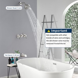 3 Handles Shower Faucet Set with Tub Spout Bathtub Shower Faucets Combo Set Shower System Complete Tub and Shower Trim Kit Brushed Nickel Shower Fixtures Brushed Nickel Shower Set