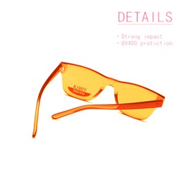 OLINOWL Oversized Square Rimless Sunglasses Tinted Unisex Women Men One Piece colored Transparent Eyewear Retro Eyeglasses, Orange
