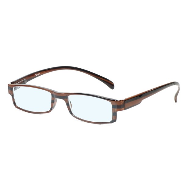 Calabria 762 Neck Hanging Blue Light Reading Glasses +1.50 Wood Stripe Men Women One Power Computer Readers Long Temples