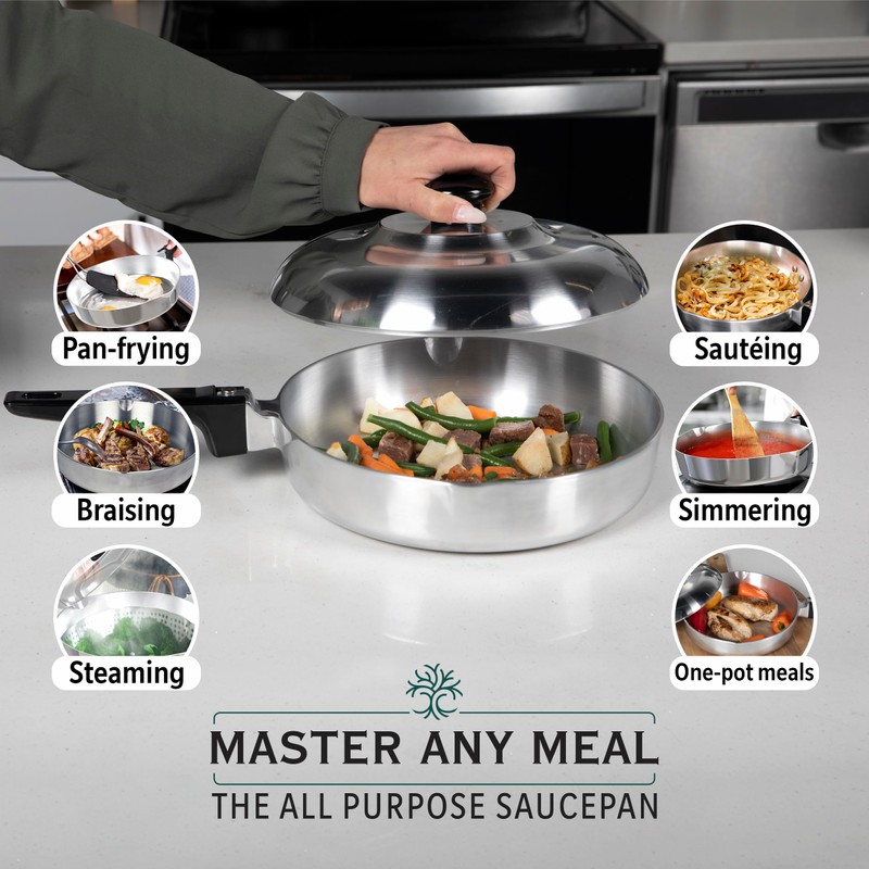 MAGNAWARE Cast Aluminum Sauté Pan with Lid 10 inch -