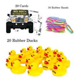 You've Been Ducked Card, Duck Tags, Ducking Game Card, Duck Tag Kits Includes 20 duck Tags, 20 Yellow Rubber Ducks, 20 Rubber Bands