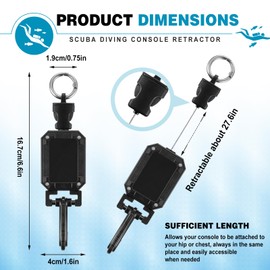 AceOrbit Scuba Diving Console Retractor Scuba Retractable Lanyard for Securing Console at Hip Chest Fishing Net Gear Retractor Keeper Durable Diving Equipment 28” Extension