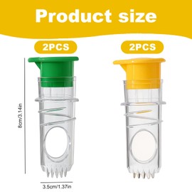 Zitronenpresse mit Schraubverschluss, 4 Stück Set, Saftpresse Manuell für Zitronen und Zitrusfrüchte, Ideal für Küche und Outdoor, Leicht zu Reinigen, Grün und Gelb