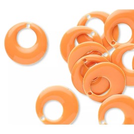 Platinum Drop, 12 Silver Plated & Orange Enamel 17mm Round GO GO Charms *