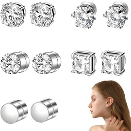 XOUDKE 5 Paare Magnetohrringe Magnetische Ohrringe Herren Magnetic Earrings For Men Magnetische Ohrringe Damen Ohrringe Magnetisch Damen Ohrringe Magnet Ohrringe Herren Magnetische Ohrringe 6 Mm