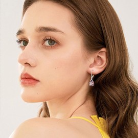 Rocayi Butterfly Drop Dangle Earrings 925 Sterling Silver Teardrop Leverback Earrings January Birthstone Garnet Jewelry for Women