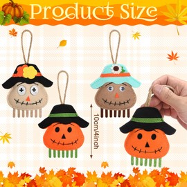 Simgoing 12 Pcs Felt Thanksgiving Tree Ornaments 3.9 Inch Fall Fabric Scarecrow Ornaments Fall Harvest Hanging Decorations for Tree Outside Porch Garden Home Yard Thanksgiving Decor