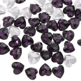sourcing map 80Pcs Heart Rhinestones, 10mm Pointed Back Heart Glass Rhinestone Gems Crystal for Jewelry Making Costume DIY Crafts, Violet