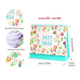 Desk Pad Calendar, January 2025-June 2026, Monthly Daily Planner, Desktop Calendar, Academic Year Planner for School, Office, Home, Twin Wire (Cactus-2025-2026)