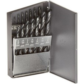 Chicago Latrobe 150ASP Series High-Speed Steel Jobber Length Drill Bit Set with Metal Case, Heavy Duty, Black Oxide Finish, 135 Degree Split Point, Inch, 15-piece, 1/16" - 1/2" in 1/32" increments
