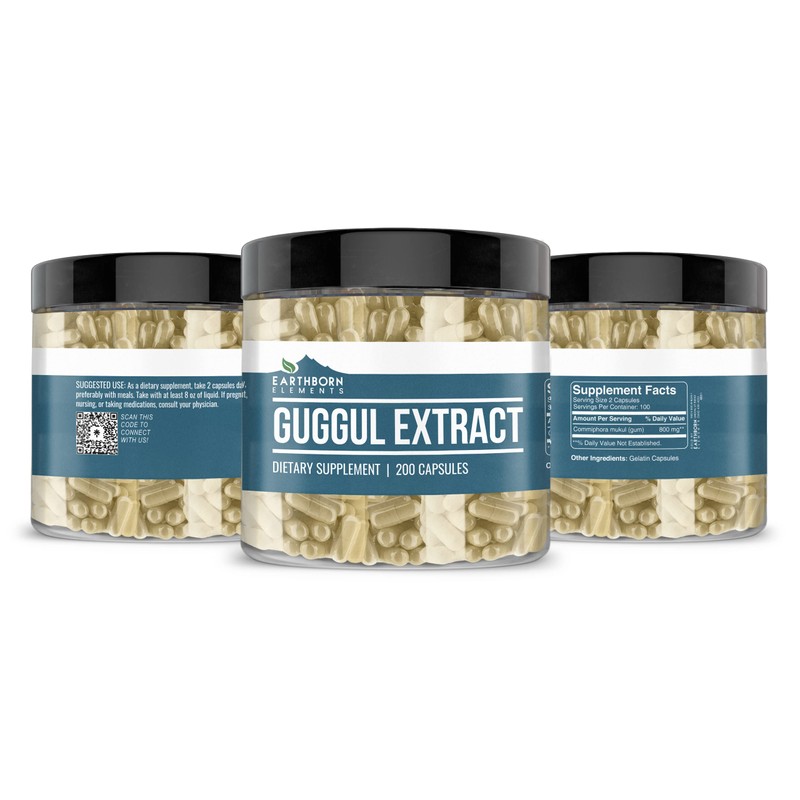 Earthborn Elements Guggul Extract 200 Capsules, Pure & Undiluted, No