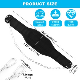 Dip Belt for Weightlifting, 34" Heavy-Duty Steel Chain, 550lbs Weight Capacity, Weighted Belt for Pullups, Squats, Gym Workout Training